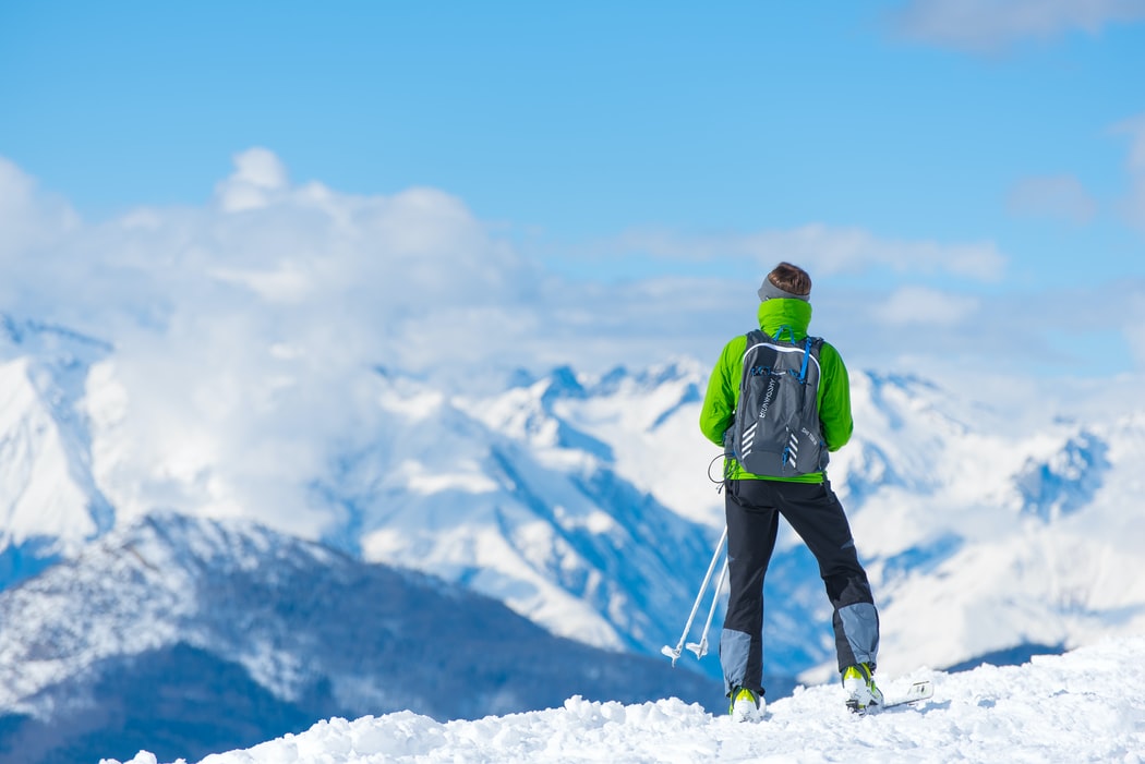 Snow activities and ski enthusiasts enjoying a winter day at Mt. Buller.